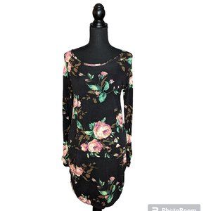 Vanilla Bay Black Slouchy Dress with Pink Floral Print